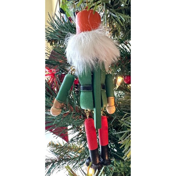 NWOT VTG Nutcracker Christmas Ornament Wooden Dangling Arms Legs Fuzzy B… - Picture 5 of 11
